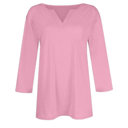 Three-quarter-sleeve Solid-color T-shirt Top