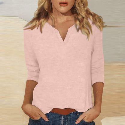 Three-quarter-sleeve Solid-color T-shirt Top