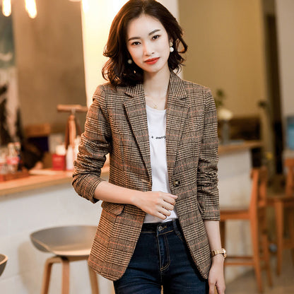 Plaid Blazer Womens Korean-style British-style AutumnWinter