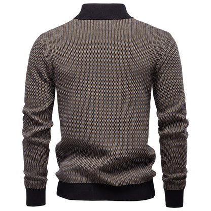 Mens Thickened Half-Zip Stand-Up Collar Casual Sweater