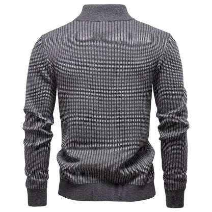 Mens Thickened Half-Zip Stand-Up Collar Casual Sweater