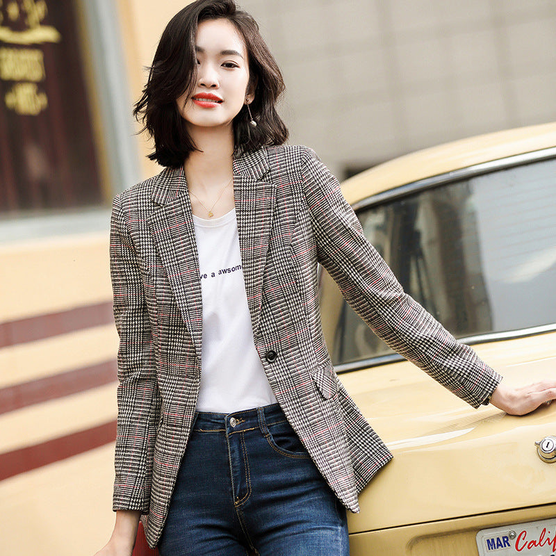 Plaid Blazer Womens Korean-style British-style AutumnWinter
