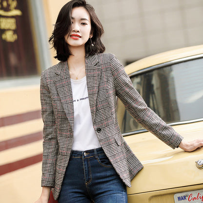 Plaid Blazer Womens Korean-style British-style AutumnWinter