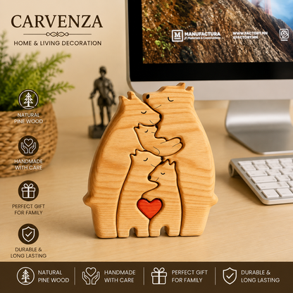 Art Wooden Bear Family Puzzle Personalized Name Custom Home Decor