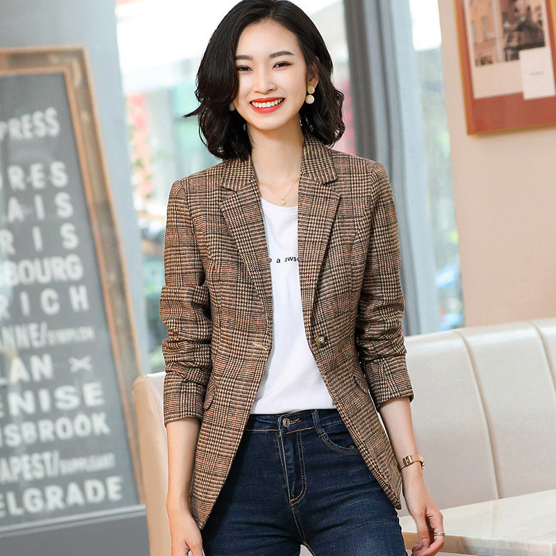 Plaid Blazer Womens Korean-style British-style AutumnWinter