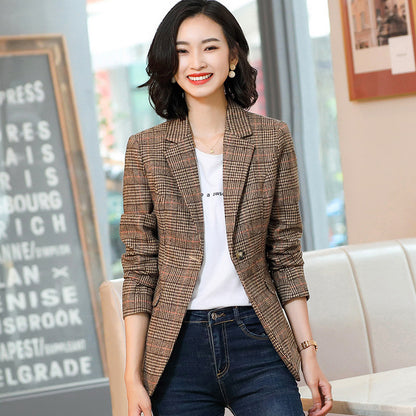 Plaid Blazer Womens Korean-style British-style AutumnWinter