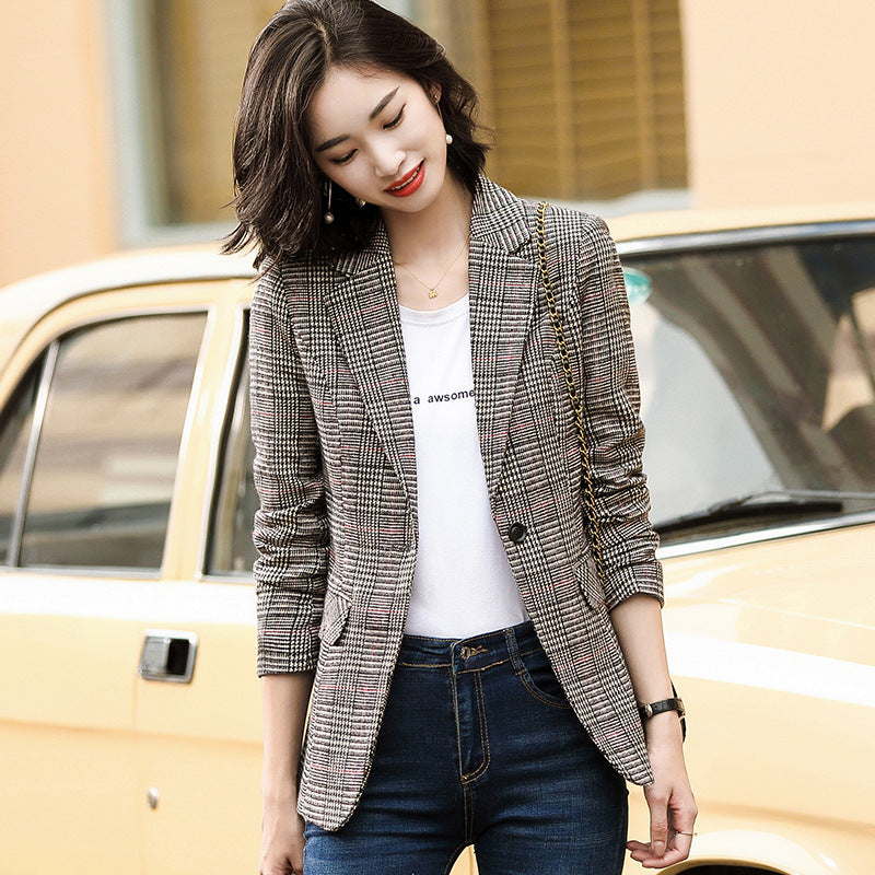 Plaid Blazer Womens Korean-style British-style AutumnWinter