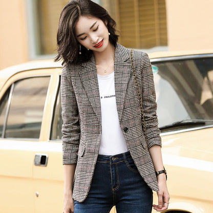 Plaid Blazer Womens Korean-style British-style AutumnWinter